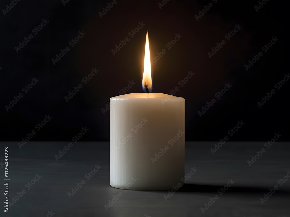 Lit White Candle on Dark Background Still Life Photography Lit White Candle on Dark Background Still Life Photography