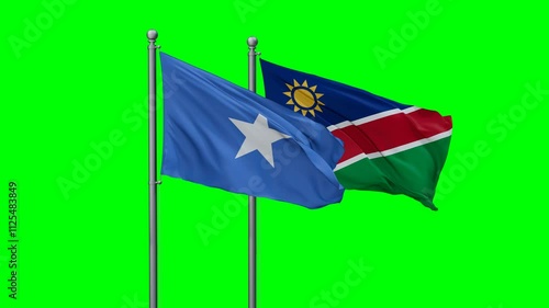 Wallpaper Mural Somalia and Namibia flags flying together, video concept of the relationship with colored chroma key for easy background remove Torontodigital.ca