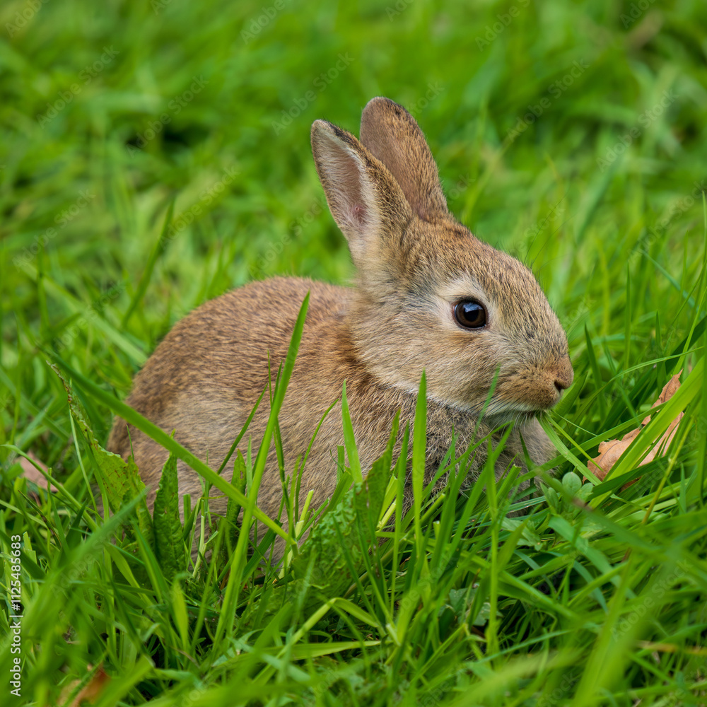 A Wild Rabbit Feeding on Grass A Wild Rabbit Feeding on Grass