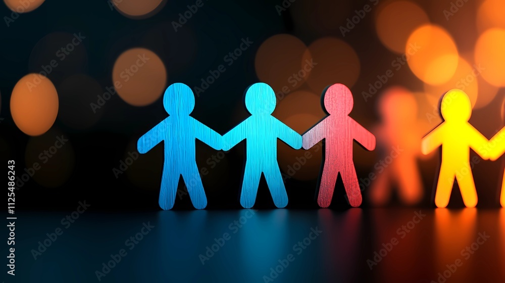 Abstract human figures interconnected in a circular design, symbolizing teamwork, collaboration, and unity in achieving shared goals and mutual success. Abstract human figures interconnected in a circular design, symbolizing teamwork, collaboration, and unity in achieving shared goals and mutual success.