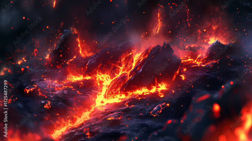Image of glowing red hot coals in a burning fire. Ember. Illustration Image of glowing red hot coals in a burning fire. Ember. Illustration