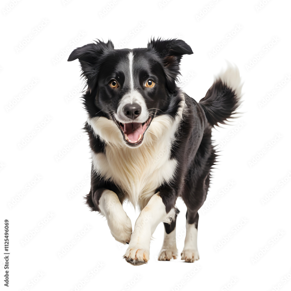 Happy Border Collie Running Isolated on Transparent Background Happy Border Collie Running Isolated on Transparent Background