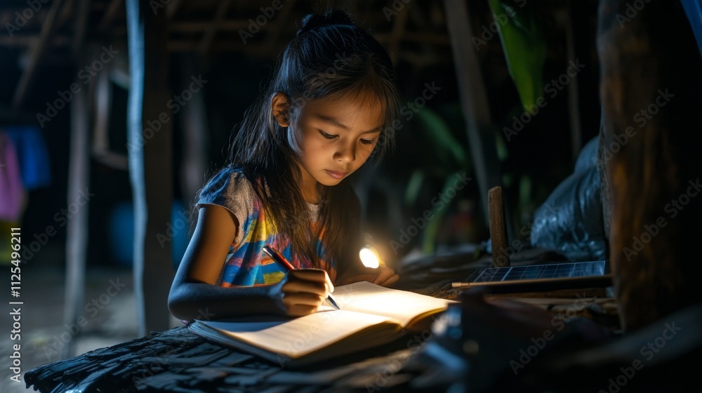 Fototapeta premium Girl Studies Under Solar Light