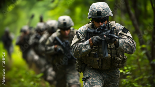 Soldiers training for jungle warfare on a U.S. Army base in Thailand.