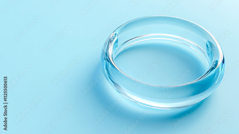 Minimalist clear glass bracelet on blue background Minimalist clear glass bracelet on blue background