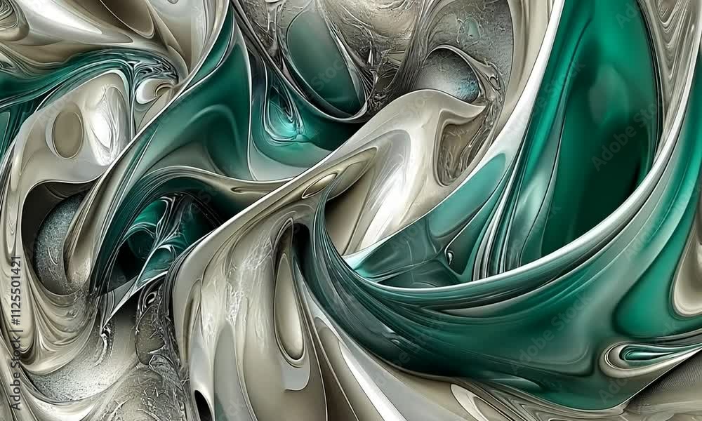 Abstract Teal and Silver Swirls: A Digital Masterpiece Abstract Teal and Silver Swirls: A Digital Masterpiece
