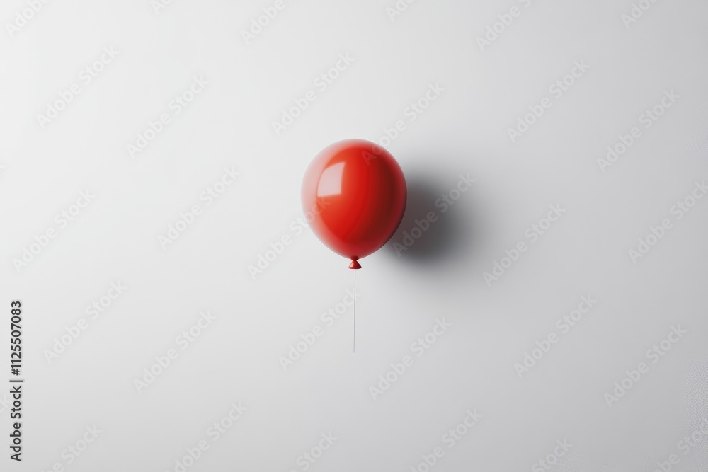 Single red balloon floating against a stark white background. Single red balloon floating against a stark white background.
