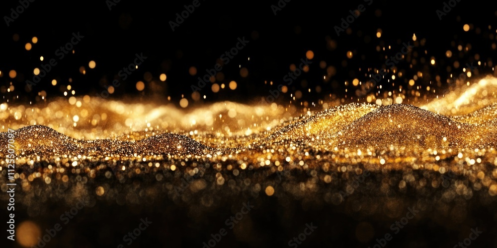 Naklejka premium Luxurious Confetti: Elegant Gold Glitter Photography