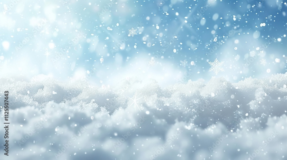 Fototapeta premium Charming winter scene with snowflakes and ice crystal frame for a festive christmas greeting card