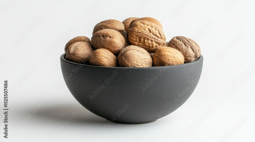 Organic Walnut Bowl on a Gray Surface Organic Walnut Bowl on a Gray Surface