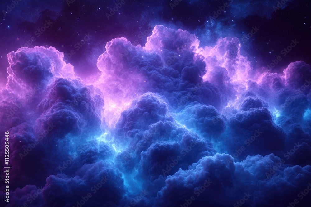 Cloudless night sky with bright purple and blue hues, studded with stars Cloudless night sky with bright purple and blue hues, studded with stars