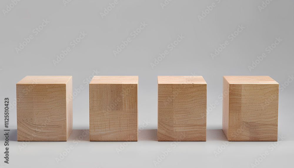 Six Blank wooden square cube mock up with a diamond apex simple plain background Six Blank wooden square cube mock up with a diamond apex simple plain background