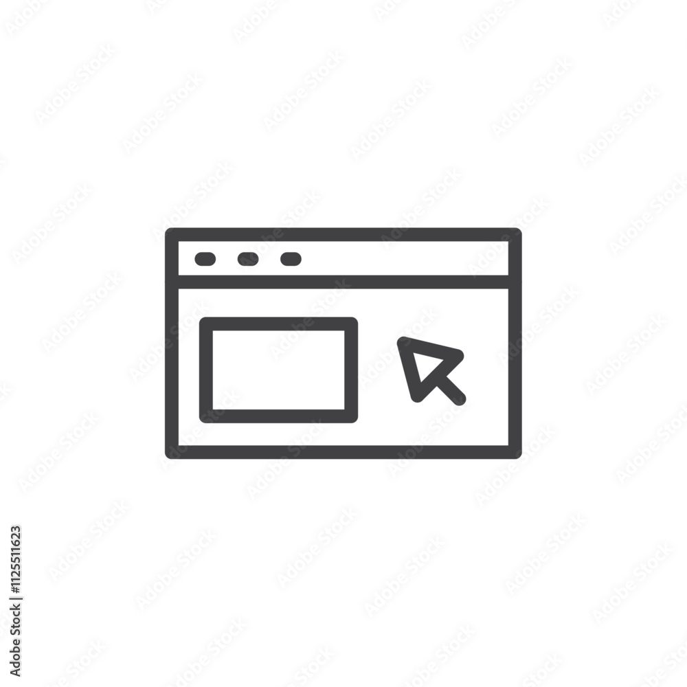 Webpage and cursor icon Vector logo outline Webpage and cursor icon Vector logo outline