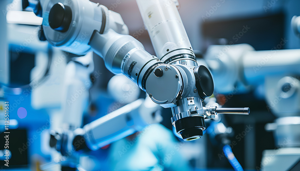 Modern equipment in operating room. Medical devices for neurosurgery. Background. Operating theatre. Selective focus Modern equipment in operating room. Medical devices for neurosurgery. Background. Operating theatre. Selective focus