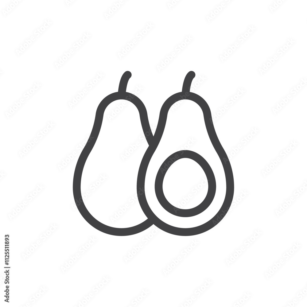 Avocado fruit icon Vector logo outline Avocado fruit icon Vector logo outline