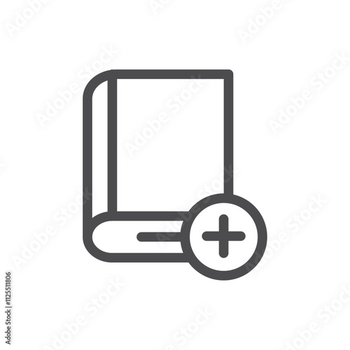 Add book icon Vector logo outline