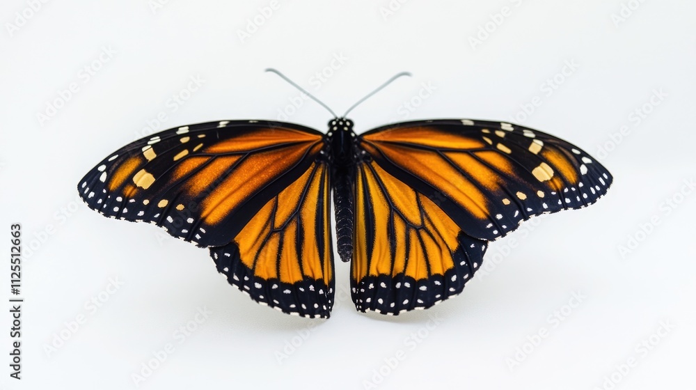 Fototapeta premium A single butterfly sits peacefully on a white background
