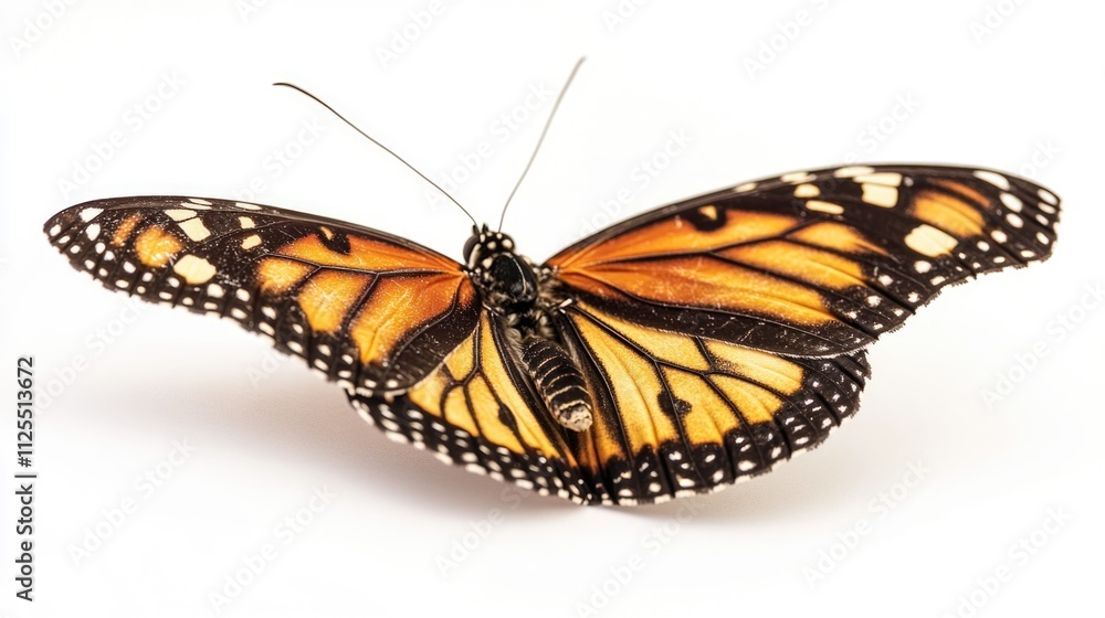 Obraz premium A close-up shot of a butterfly on a white surface, perfect for use in educational or nature-themed projects