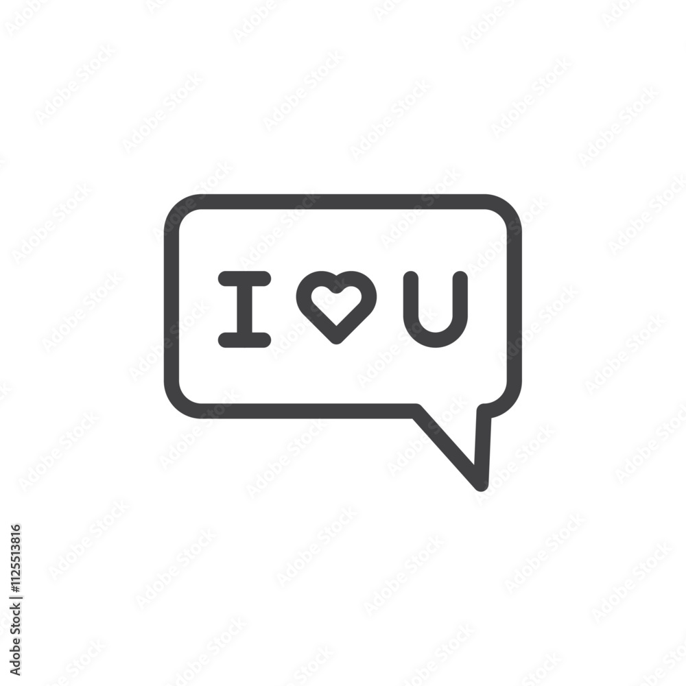 I love you message icon Vector logo outline I love you message icon Vector logo outline