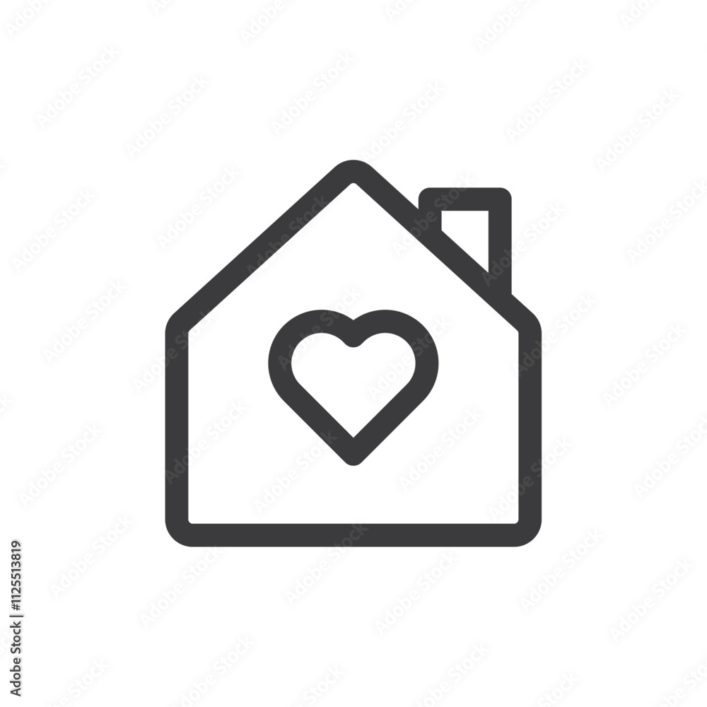 House with heart icon Vector logo outline House with heart icon Vector logo outline