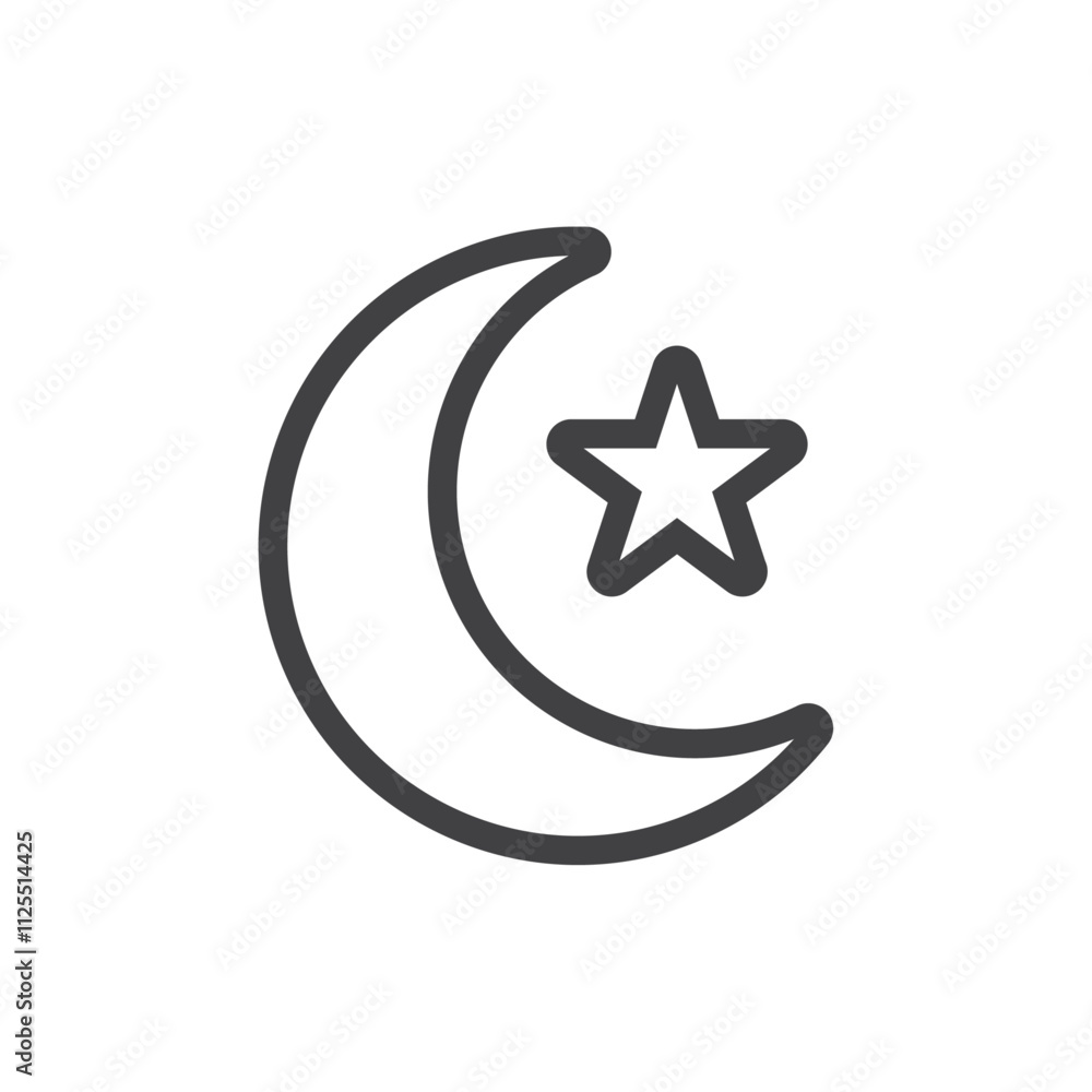 moon and Stars icon Vector logo outline moon and Stars icon Vector logo outline