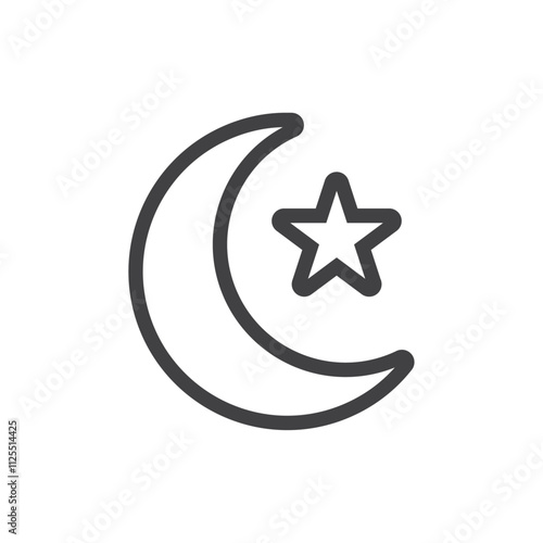 moon and Stars icon Vector logo outline