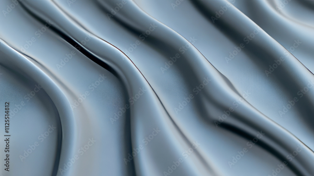 Obraz premium Smooth metallic surface with flowing waves and subtle reflections