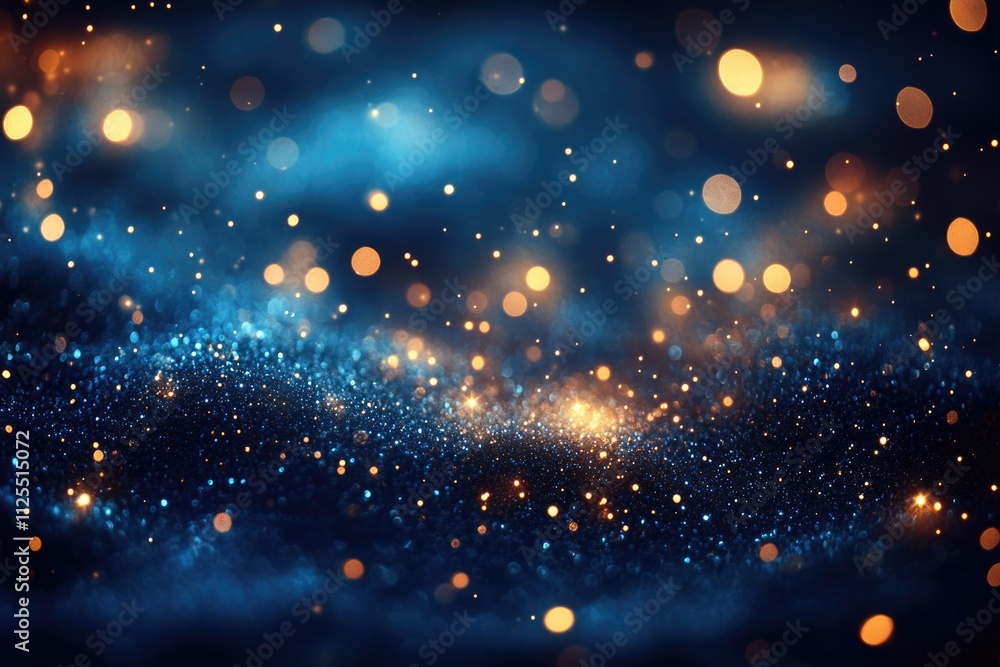 Small lights illuminate the darkness on a blue background, versatile image for various uses Small lights illuminate the darkness on a blue background, versatile image for various uses