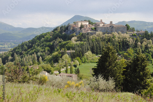 Hillside view of Montone, Umbria, Italy.