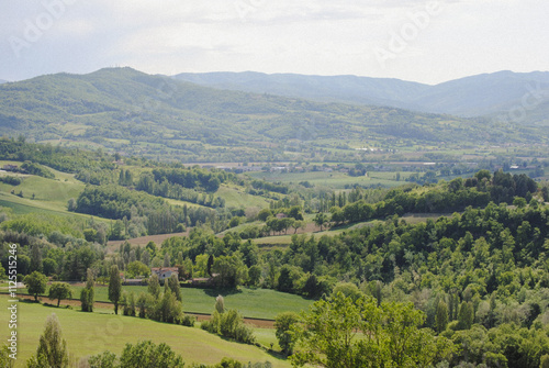 Hillside view of Montone, Umbria, Italy.