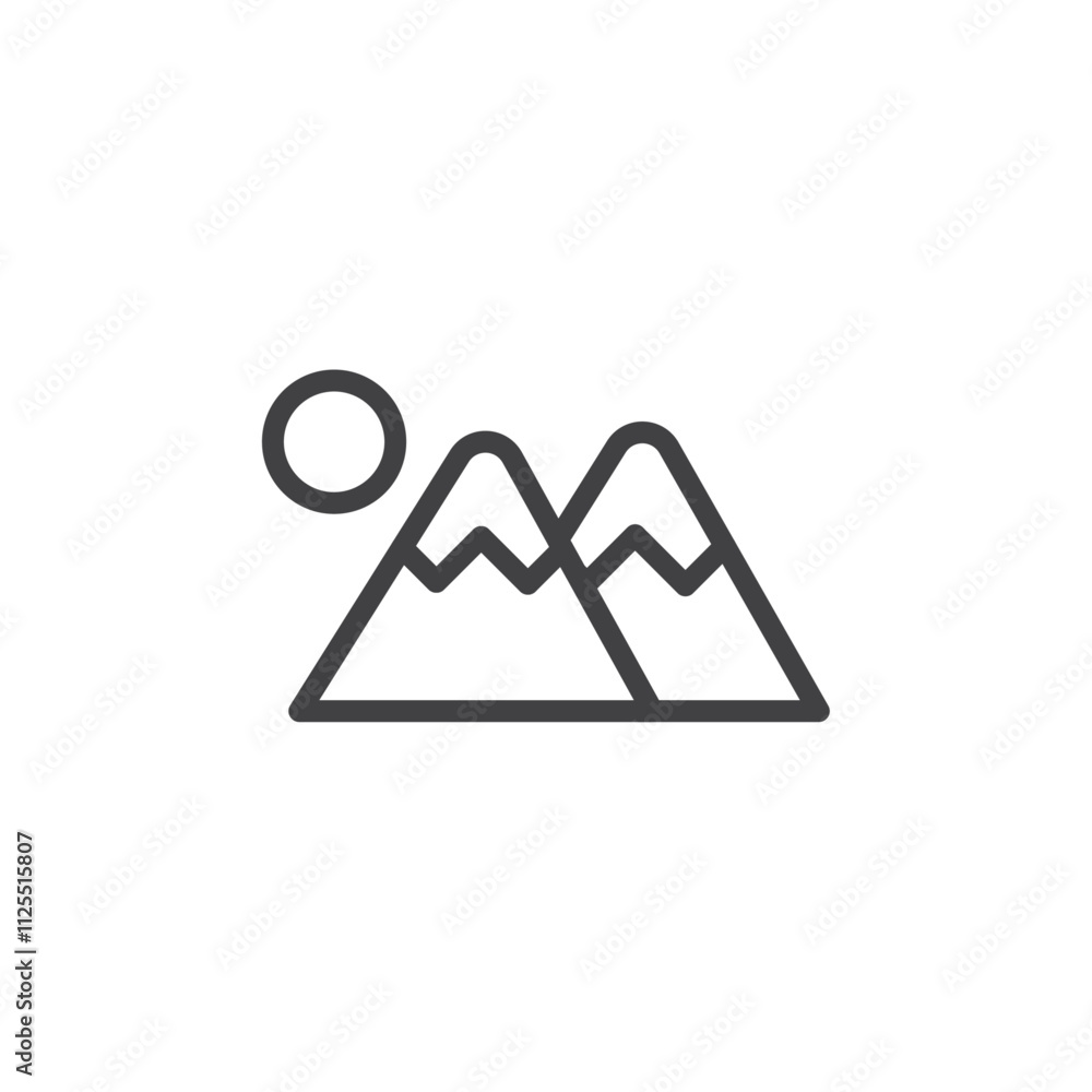 Snowy mountains icon Vector logo outline Snowy mountains icon Vector logo outline