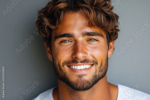 Portrait of a happy man with a long beard and a warm smile