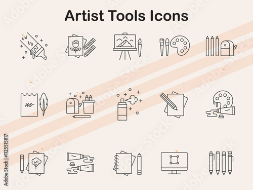 Icons representing tools for artists and creative work