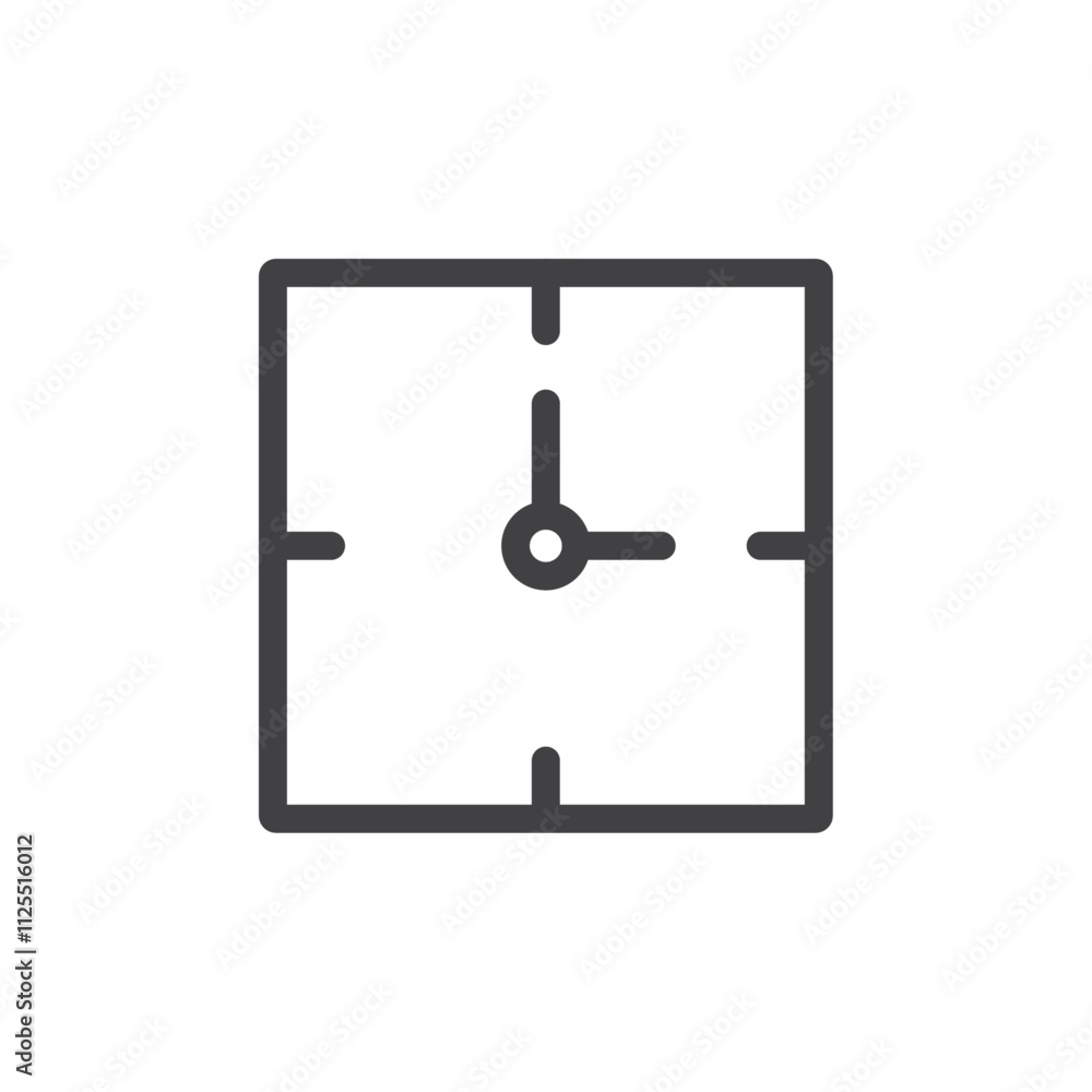 Square clock icon Vector logo outline Square clock icon Vector logo outline