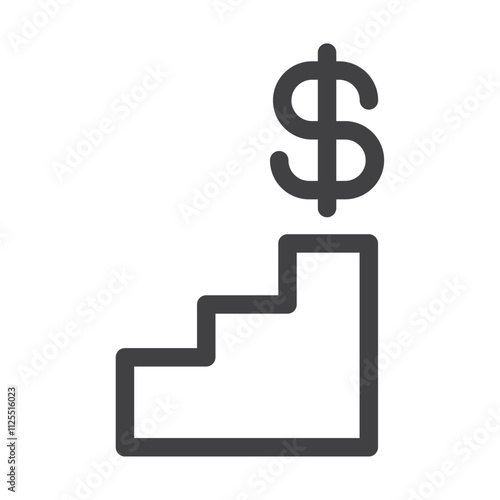 Steps with dollar sign icon Vector logo outline