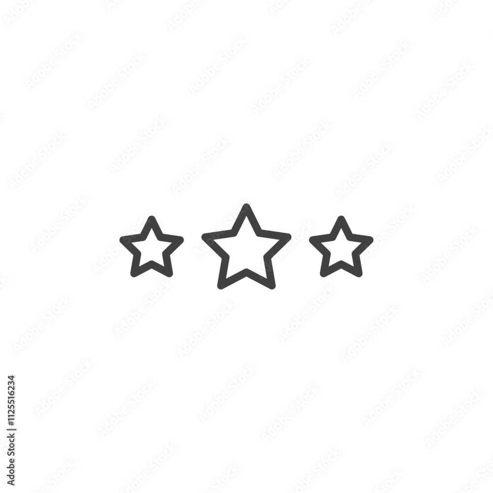 Three stars icon Vector logo outline Three stars icon Vector logo outline