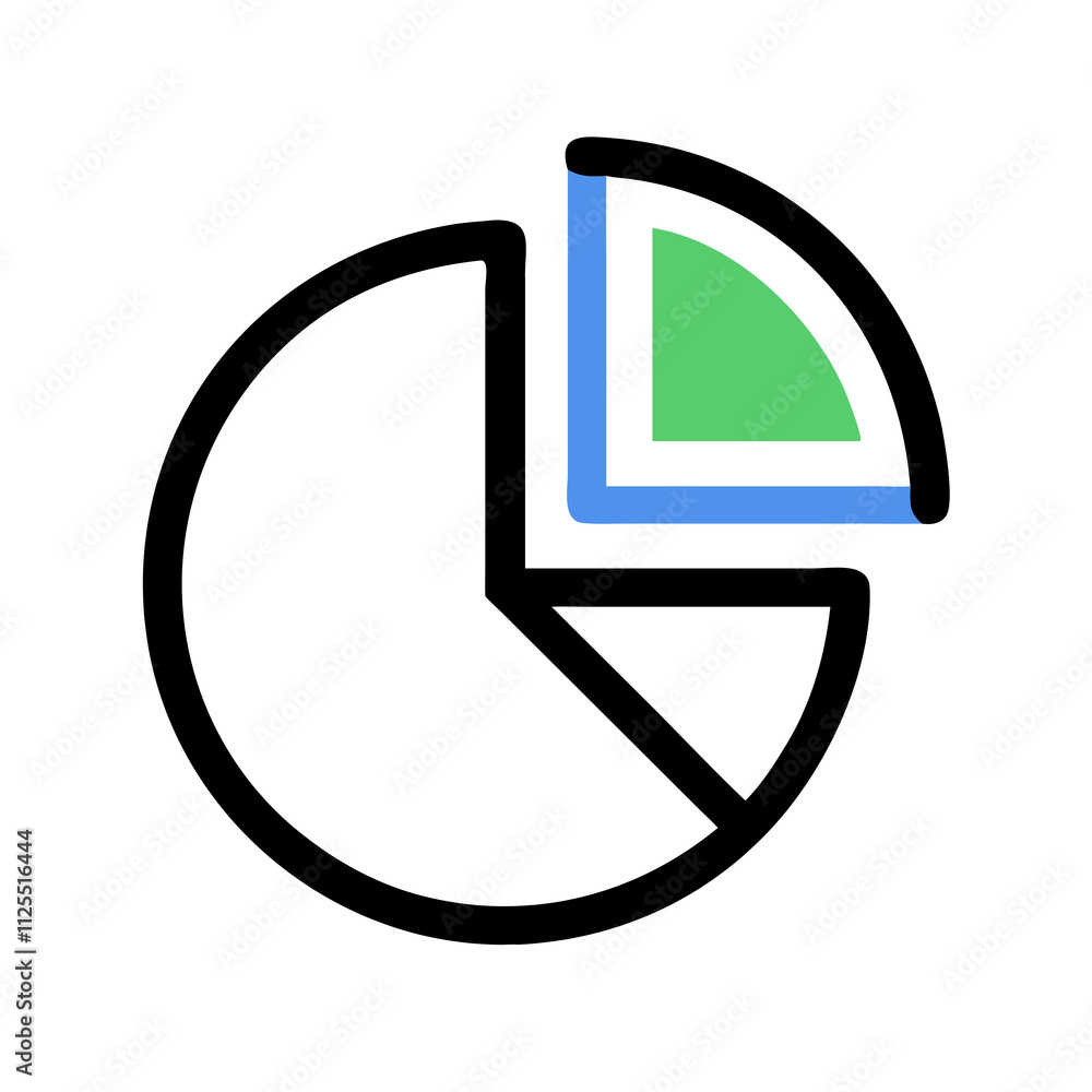 Pie chart icon displayed on a white background, representing data visualization in a simple and clear format. Pie chart icon displayed on a white background, representing data visualization in a simple and clear format.