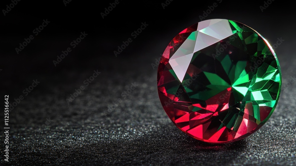 A close-up of a green and red diamond on a black background, ideal for jewelry or gemstone-related designs A close-up of a green and red diamond on a black background, ideal for jewelry or gemstone-related designs