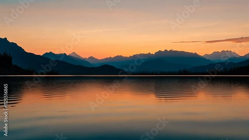 Wallpaper Mural Mountain landscape reflected in calm lake at sunset, peaceful nature backdrop. Tranquility and natural beauty concept Torontodigital.ca
