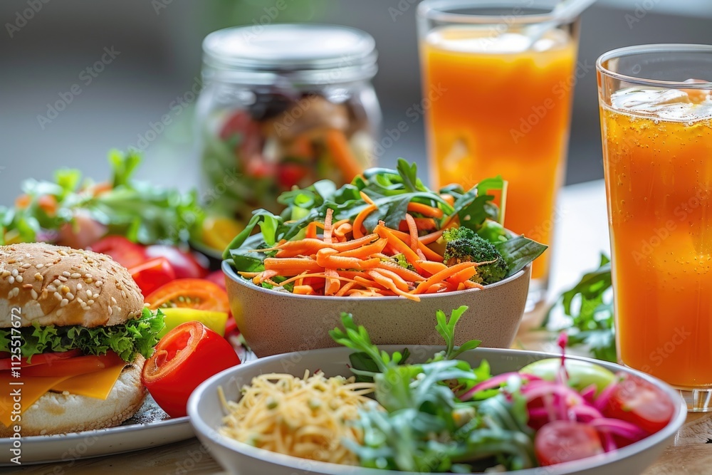 A table filled with various dishes and beverages, perfect for a morning meal or social gathering A table filled with various dishes and beverages, perfect for a morning meal or social gathering