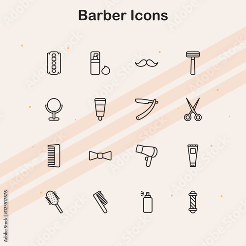 Icons for barbering  grooming  and personal care