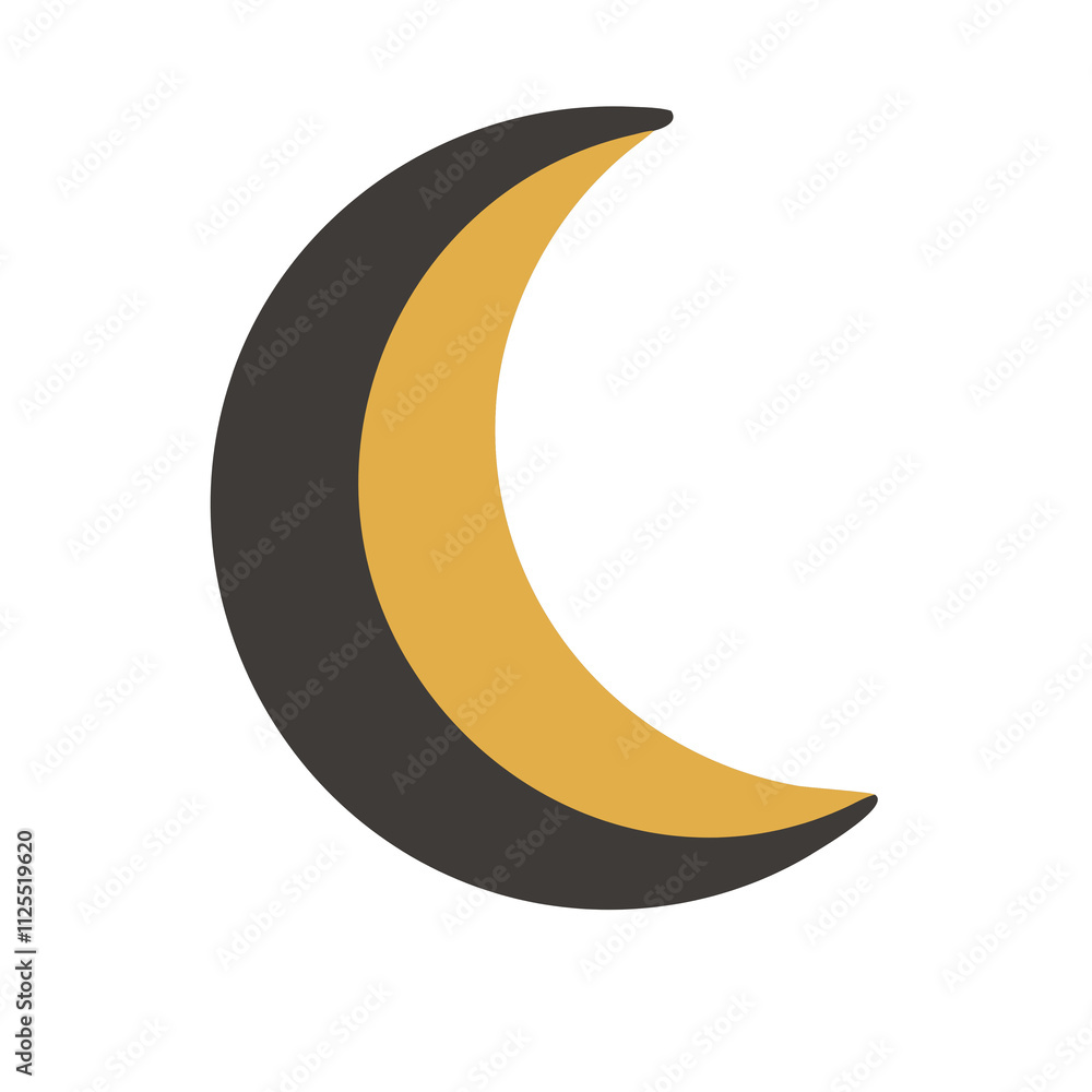 A crescent moon with a star positioned at its upper right, set against a dark background. A crescent moon with a star positioned at its upper right, set against a dark background.