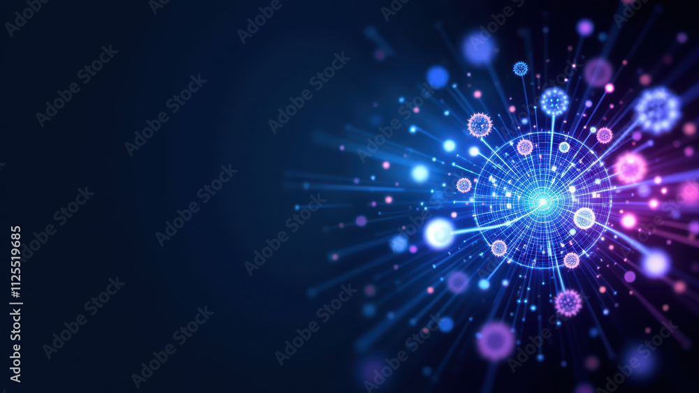 Naklejka premium Spectral particles radiate from a central point within an ethereal, RAG-inspired digital art piece.