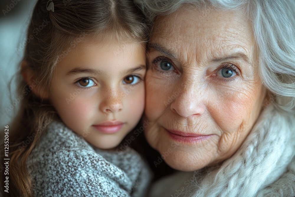 A heartwarming moment of intergenerational connection, perfect for use in family or social media content A heartwarming moment of intergenerational connection, perfect for use in family or social media content