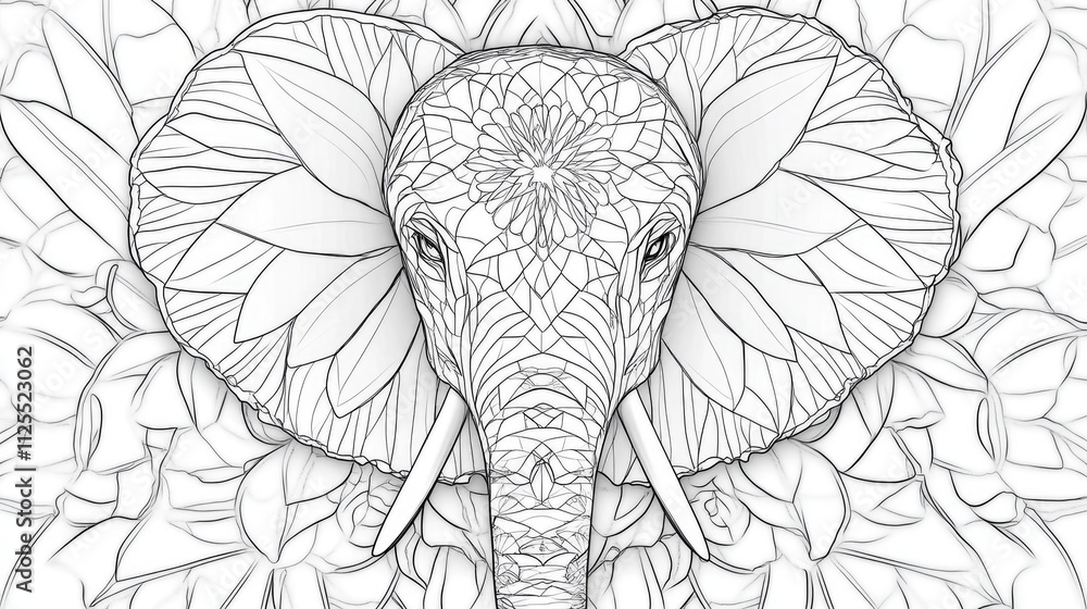 Fototapeta premium An illustration of an elephant amidst lush greenery, suitable for use in environmental or wildlife-themed contexts