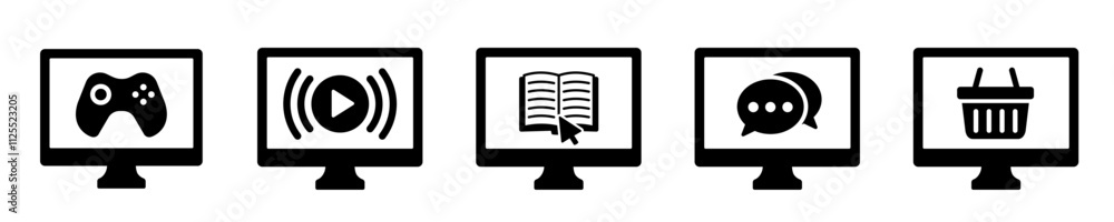 Online reading icon. E book icon Online reading icon. E book icon