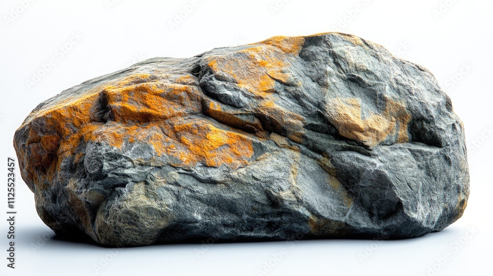 A rock with a bright yellow substance covering its surface A rock with a bright yellow substance covering its surface