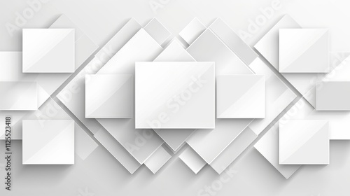 Fototapeta Naklejka Na Ścianę i Meble -  Illuminated abstract geometric 3d white texture wall featuring glowing squares and cubes design
