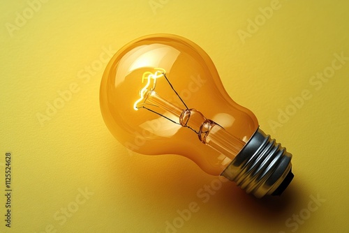 A single yellow light bulb on a yellow background