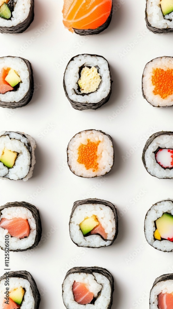 A Colorful Array of Exquisite Sushi Rolls A Colorful Array of Exquisite Sushi Rolls